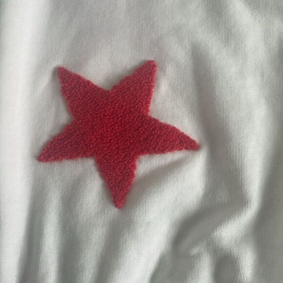 Lou & Grey Star Applique Sweatshirt Cream Pink Red Size Medium - Picture 5 of 9